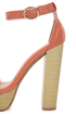 Qupid Enclose 56 Coral High Heel Platform Sandals