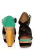Qupid Finder 52 Black Color Block Platform Wedges