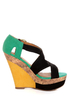 Qupid Finder 52 Black Color Block Platform Wedges