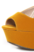 Qupid Finder 69 Mustard Velvet Sculpted Peep Toe Platform Wedges