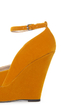 Qupid Finder 69 Mustard Velvet Sculpted Peep Toe Platform Wedges