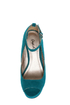 Qupid Finder 69 Teal Velvet Sculpted Peep Toe Platform Wedges