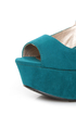 Qupid Finder 69 Teal Velvet Sculpted Peep Toe Platform Wedges