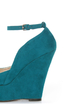 Qupid Finder 69 Teal Velvet Sculpted Peep Toe Platform Wedges