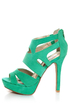 Qupid Gaze 239 Sea Green Suede Strappy Bootie Pumps