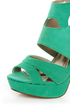 Qupid Gaze 239 Sea Green Suede Strappy Bootie Pumps