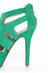 Qupid Gaze 239 Sea Green Suede Strappy Bootie Pumps