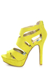 Qupid Gaze 239 Yellow Suede Strappy Bootie Pumps