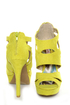 Qupid Gaze 239 Yellow Suede Strappy Bootie Pumps