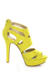 Qupid Gaze 239 Yellow Suede Strappy Bootie Pumps