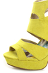Qupid Gaze 239 Yellow Suede Strappy Bootie Pumps