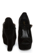 Qupid Jillian 02 Black Velvet Peep Toe Heelless Platforms