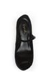 Qupid Jillian 02 Black Velvet Peep Toe Heelless Platforms