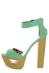 Qupid Lakie 02 Sea Green Textured Cutout Platform Heels