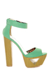 Qupid Lakie 02 Sea Green Textured Cutout Platform Heels