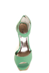Qupid Lakie 02 Sea Green Textured Cutout Platform Heels