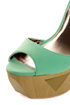 Qupid Lakie 02 Sea Green Textured Cutout Platform Heels
