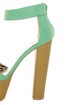 Qupid Lakie 02 Sea Green Textured Cutout Platform Heels
