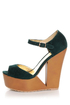 Qupid Luke 02 Green Velvet Architectural Cutout Platform Wedges