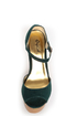 Qupid Luke 02 Green Velvet Architectural Cutout Platform Wedges