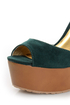 Qupid Luke 02 Green Velvet Architectural Cutout Platform Wedges