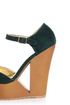 Qupid Luke 02 Green Velvet Architectural Cutout Platform Wedges