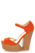 Qupid Luke 02 Orange Velvet Architectural Cutout Platform Wedges