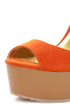Qupid Luke 02 Orange Velvet Architectural Cutout Platform Wedges