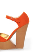 Qupid Luke 02 Orange Velvet Architectural Cutout Platform Wedges