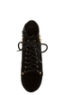 Qupid Luxe Velocity Black Velvet Studded Lace-Up Booties