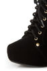 Qupid Luxe Velocity Black Velvet Studded Lace-Up Booties