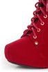 Qupid Luxe Velocity Red Velvet Studded Lace-Up Booties