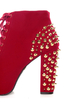 Qupid Luxe Velocity Red Velvet Studded Lace-Up Booties