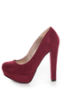 Qupid Marc 01 Burgundy Suede Platform Pumps