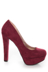 Qupid Marc 01 Burgundy Suede Platform Pumps