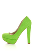 Qupid Marc 01 Lime Green Suede Platform Pumps