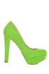 Qupid Marc 01 Lime Green Suede Platform Pumps