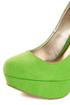 Qupid Marc 01 Lime Green Suede Platform Pumps