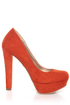 Qupid Marc 01 Orange Suede Platform Pumps