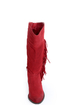 Qupid Mariska 15 Red Oil Finish Suede Fringe Cowboy Boots