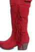 Qupid Mariska 15 Red Oil Finish Suede Fringe Cowboy Boots