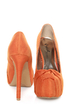 Qupid Marquise 10 Orange Thai Silk Knotty Bow Platform Pumps