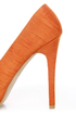 Qupid Marquise 10 Orange Thai Silk Knotty Bow Platform Pumps