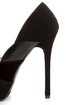 Qupid Miriam 61 Black Texture Time Scalloped Peep Toe Pumps