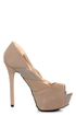 Qupid Miriam 61 Taupe Texture Time Scalloped Peep Toe Pumps