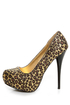 Qupid Neutral 107 Gold Bronze Leopard Glitter Platform Pumps