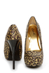 Qupid Neutral 107 Gold Bronze Leopard Glitter Platform Pumps