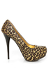 Qupid Neutral 107 Gold Bronze Leopard Glitter Platform Pumps