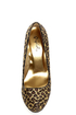 Qupid Neutral 107 Gold Bronze Leopard Glitter Platform Pumps