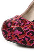 Qupid Neutral 107 Red Fuchsia Leopard Glitter Platform Pumps